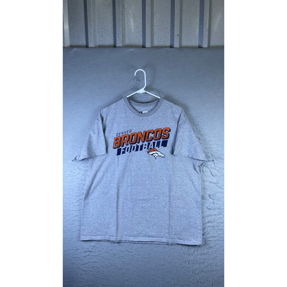 NFL Team Apparel T-Shirt Mens XL Grey Excellent Denver Broncos Football Tee